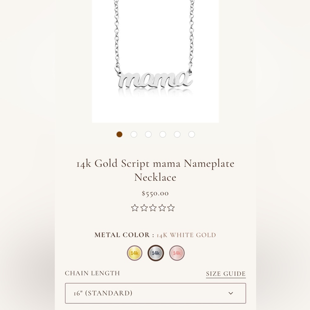 Tiny Tags 14k Mama Script Necklace